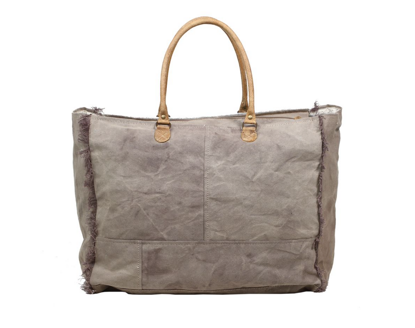HIDE & FLORAL PRINT HAIRON WEEKENDER BAG by MYRA BAGS