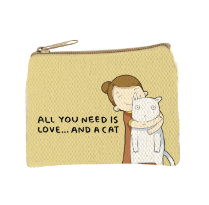 ALL YOU NEED IS LOVE & A CAT COIN PURSE