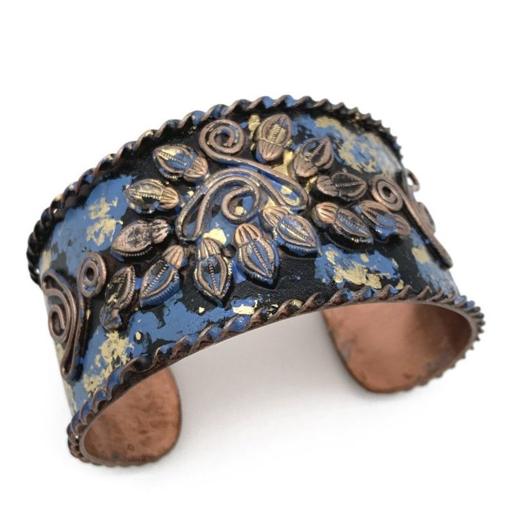 HANDCRAFTED COPPER PATINA CUFF (BLUE/BLK/GOLD) by ANJU®