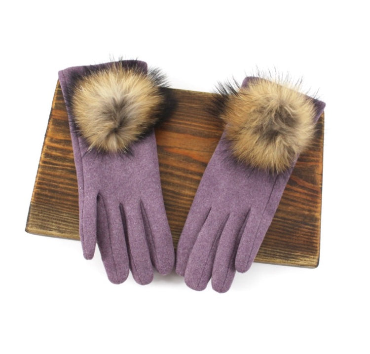 WOMEN’S TOUCH SCREEN GLOVES WITH FUR POM POM (Multiple Colors)