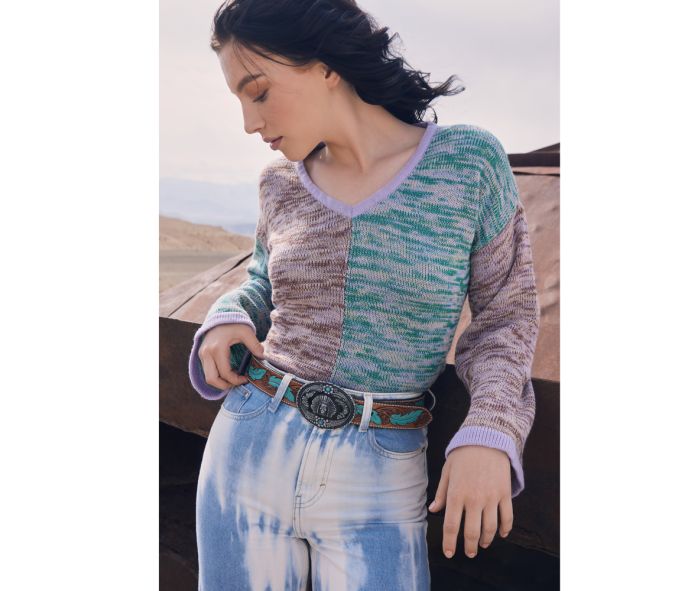 RADIANITE HAND-TOOLED LEATHER BELT by MYRA BAG