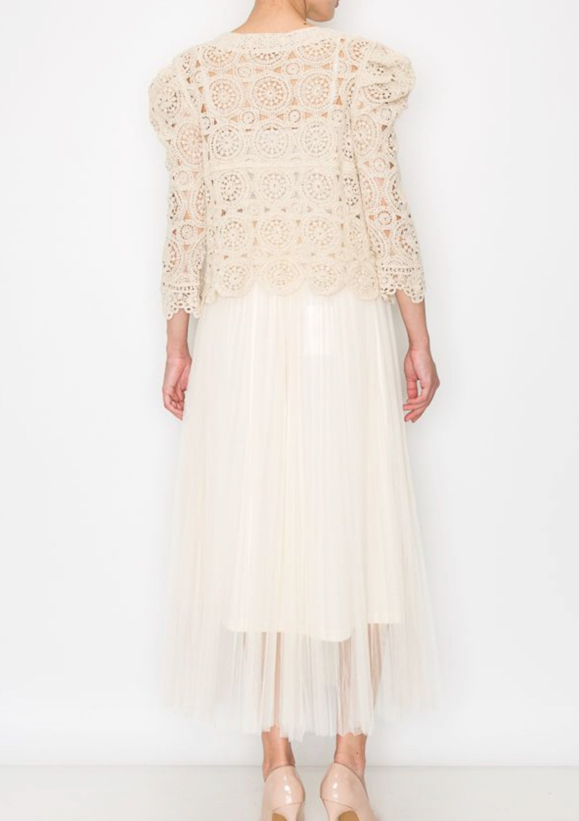 BEIGE CHIFFON SKIRT WITH BUILT IN SLIP