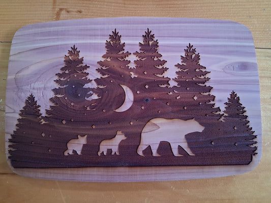 CUSTOM LASER PRINTED 9.5"X 6" CUTTING BOARD - MAMA BEAR AND CUBS