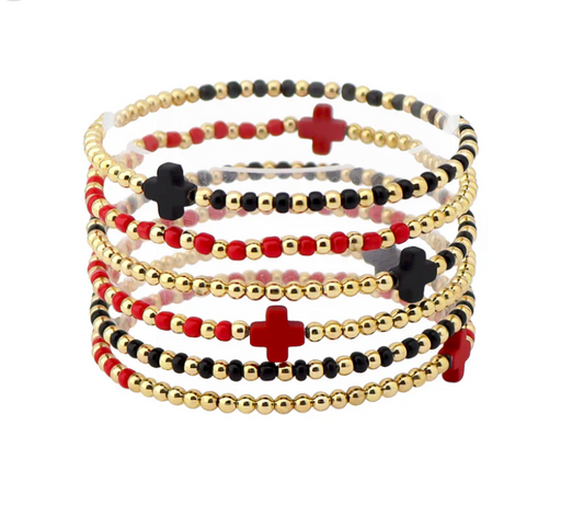 Game Day Set of 6 Beaded Stretch Bracelets (TN or GA)