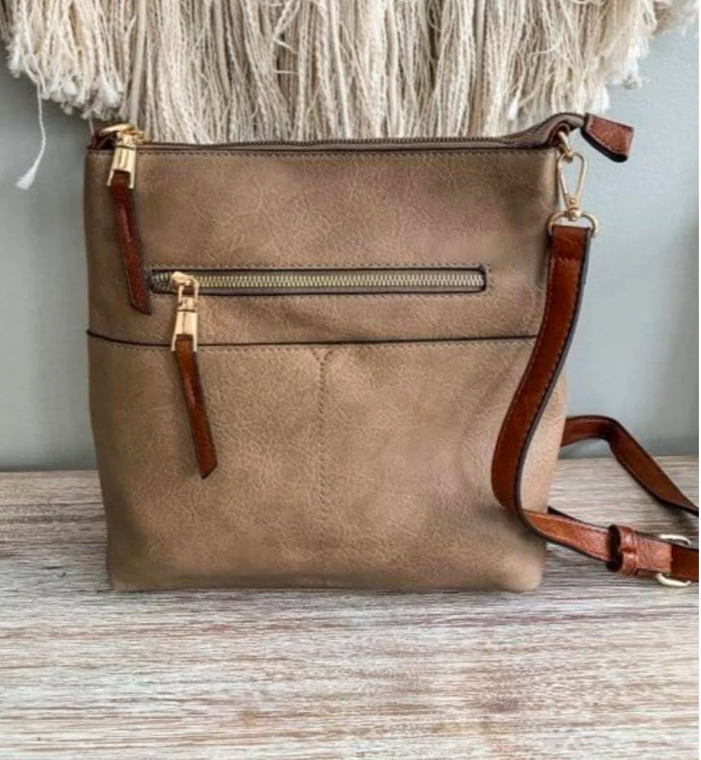 ELINA ZIPPER FRONT CROSSBODY HANDBAG