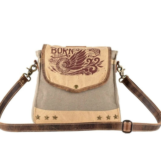 ARPINA CANVAS & LEATHER CROSSBODY HANDBAG by SIXTEASE®