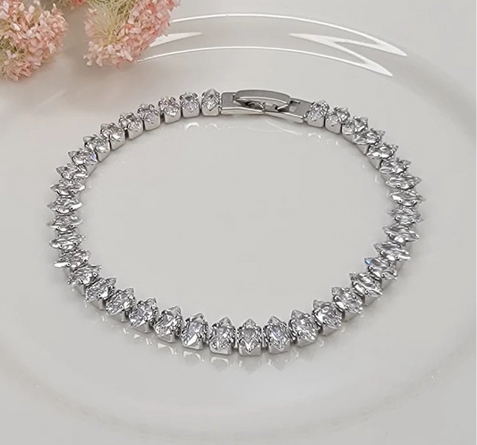 CUBIC ZIRCONIA MARQUISE CUT BRACELET - LARGE