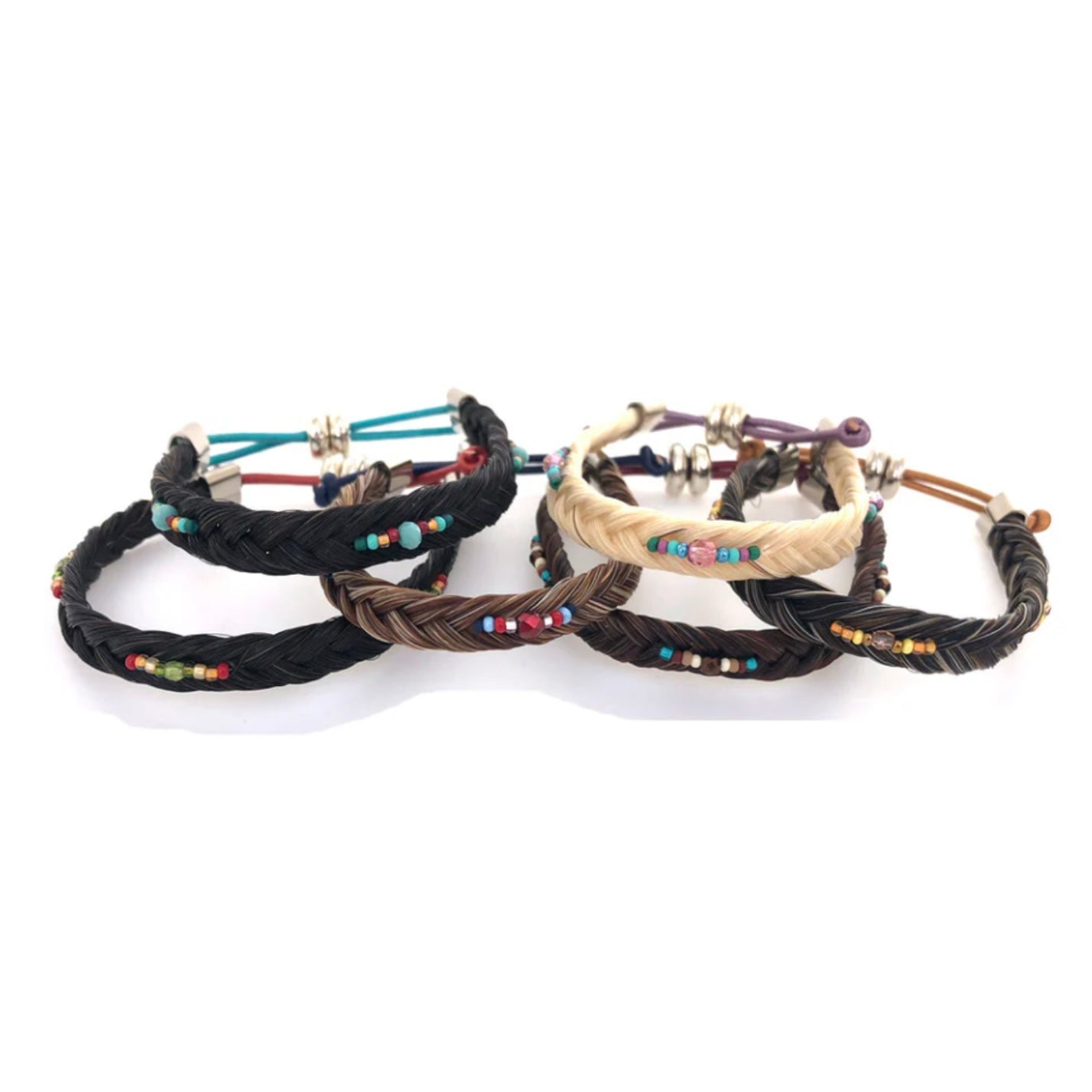 HANDCRAFTED GENUINE HORSE HAIR BEADED ADJUSTABLE  BRACELET