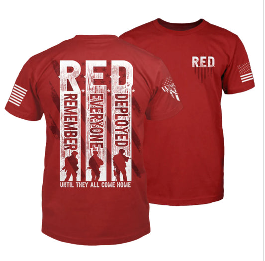 REMEMBER EVERYONE DEPLOYED RED SHORT SLEEVE T-SHIRT by WARRIOR 12