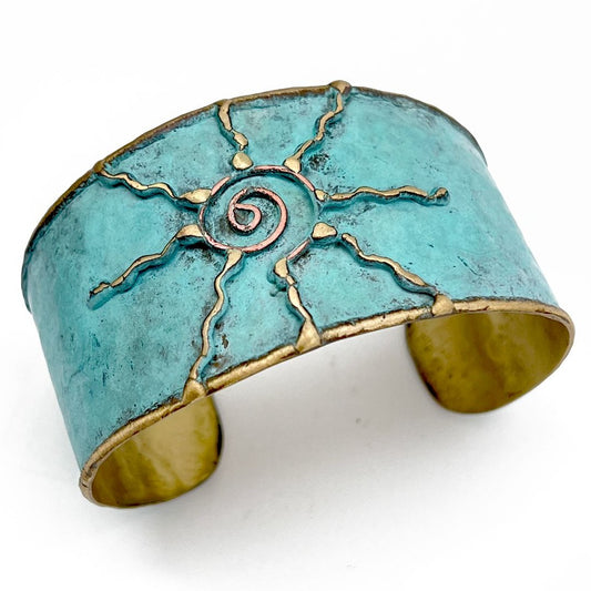 HANDCRAFTED COPPER PATINA CUFF-AQUA by ANJU JEWELRY®