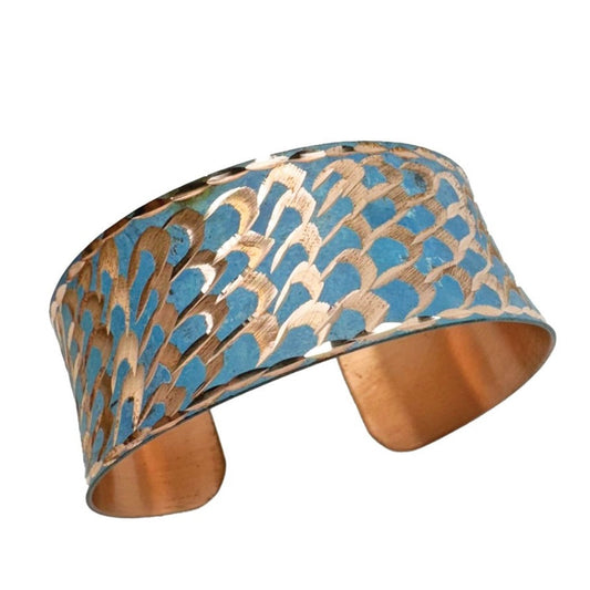 Handcrafted Copper Patina Oceanic Scales Cuff by Anju Jewelry®