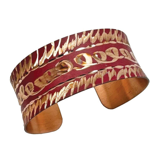 Handcrafted Copper Patina Crimson Whirl Cuff by Anju Jewelry®