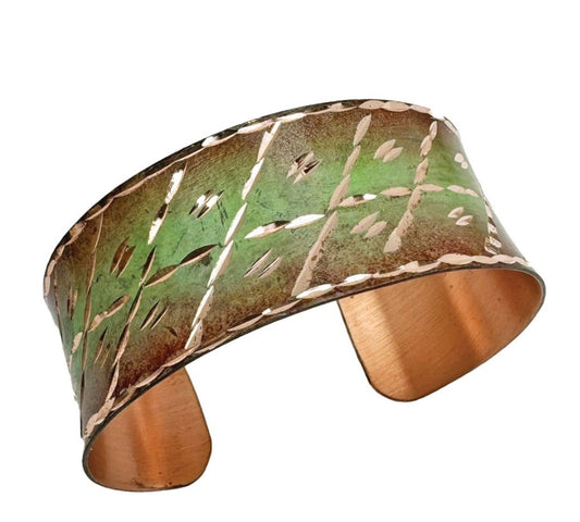 Handcrafted Copper Patina Earthy Mosaic Cuff by Anju Jewelry®