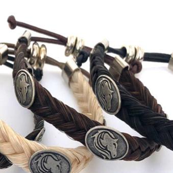 HANDCRAFTED JAMES BOND HORSE HAIR BRACELET WITH HORSE CONCHOS