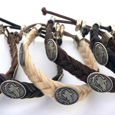HANDCRAFTED JAMES BOND HORSE HAIR BRACELET WITH HORSE CONCHOS