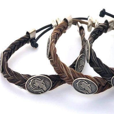 HANDCRAFTED JAMES BOND HORSE HAIR BRACELET WITH HORSE CONCHOS