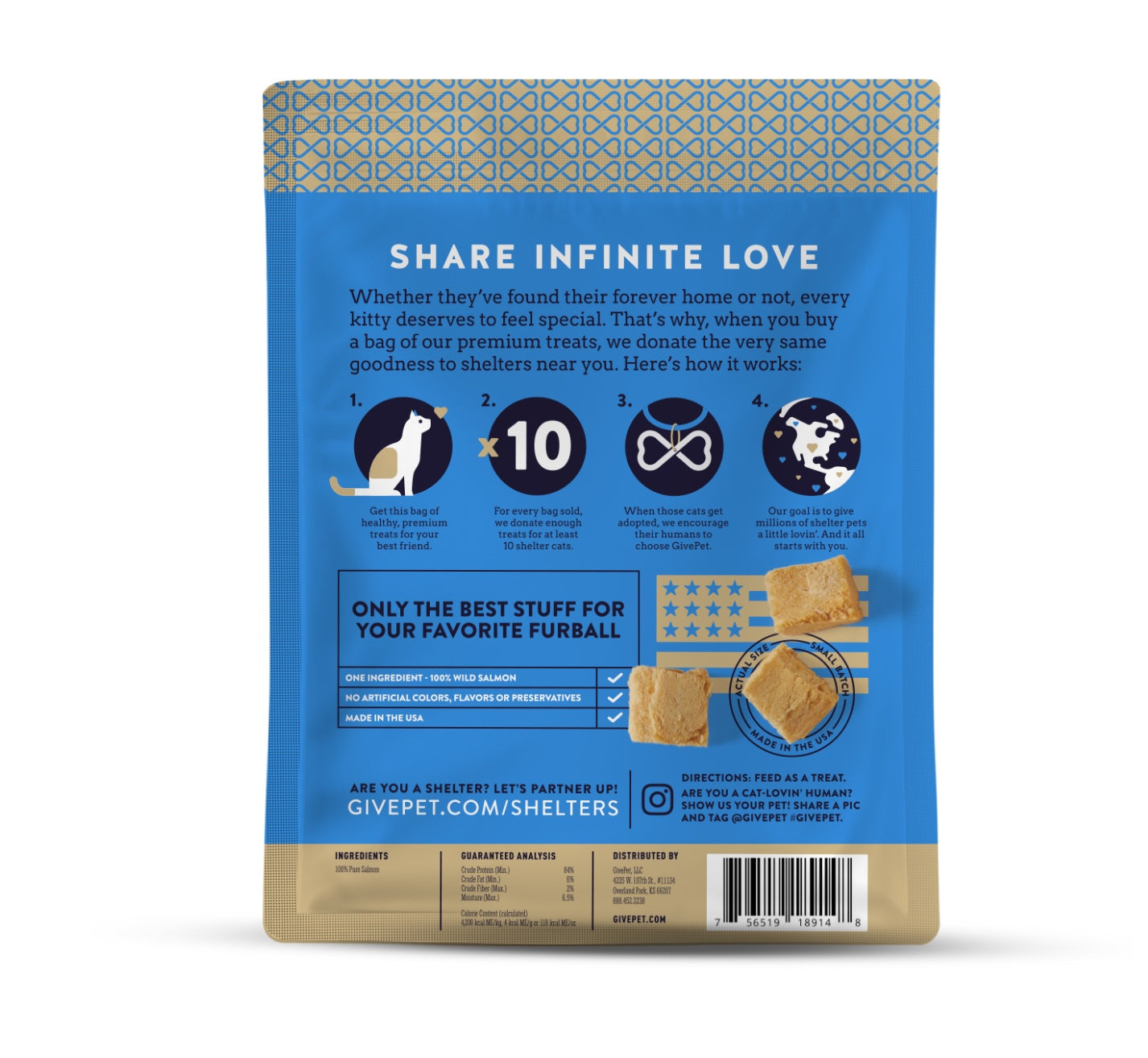 PURRFECT CAST FREEZE-DRIED CAT TREATS by GIVEPET® Premium Cat Treats - Salmon - Gives to Shelter Cats