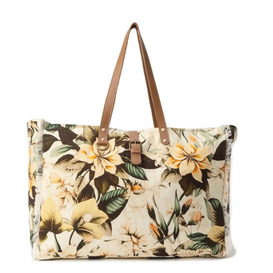 Lovely Florals Weekender Bag In Off White by Myra Bag®