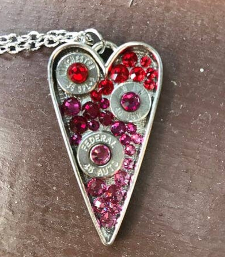 PINK AND RED OMBRE’ BULLET HEART NECKLACE