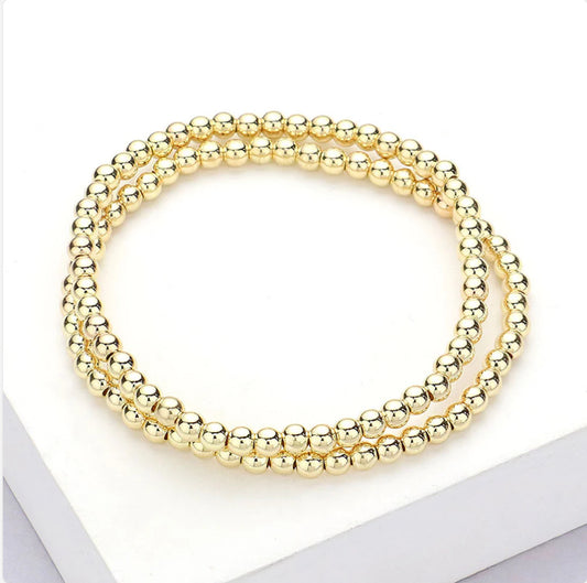 Water Resistant Stainless-Steel 4mm Silver Beaded with 8mm Gold Bead Accent