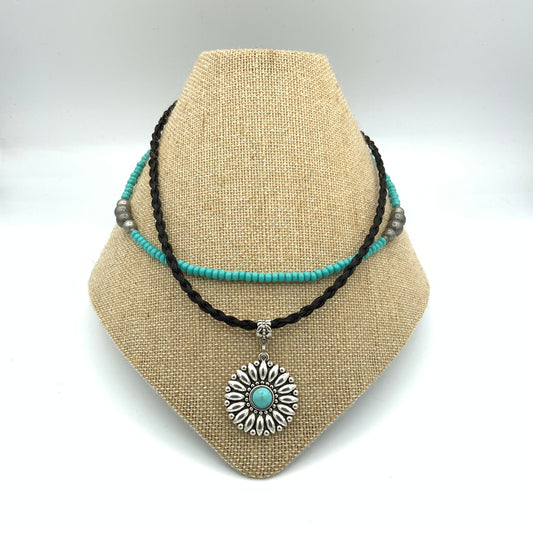 HANDCRAFTED HORSE HAIR NAVAJO SUNFLOWER NECKLACE