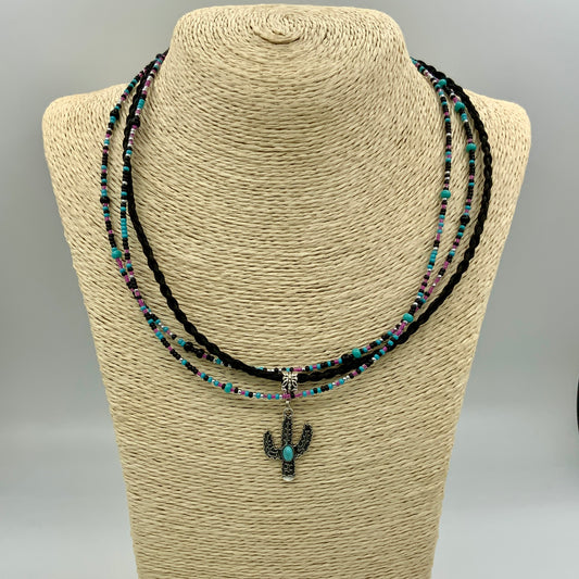 HANDCRAFTED HORSE HAIR MIDNIGHT CACTUS NECKLACE