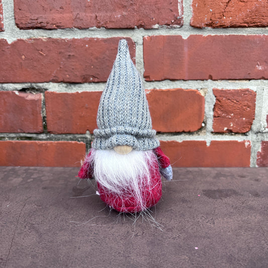 HOLIDAY GNOME GRAY KNIT HAT WITH RED SUITE