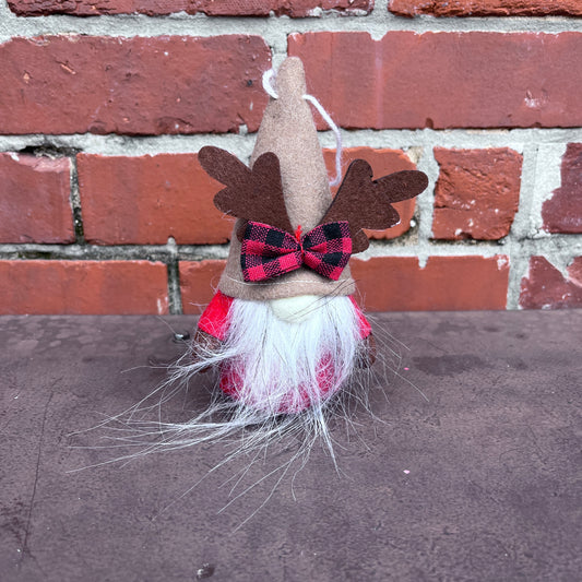 REINDEER BUFFALO PLAID GNOME ORNAMENTS