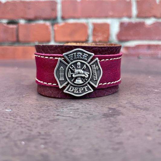 FIRE DEPARTMENT - CUSTOM HANDCRAFTED LEATHER CUFF