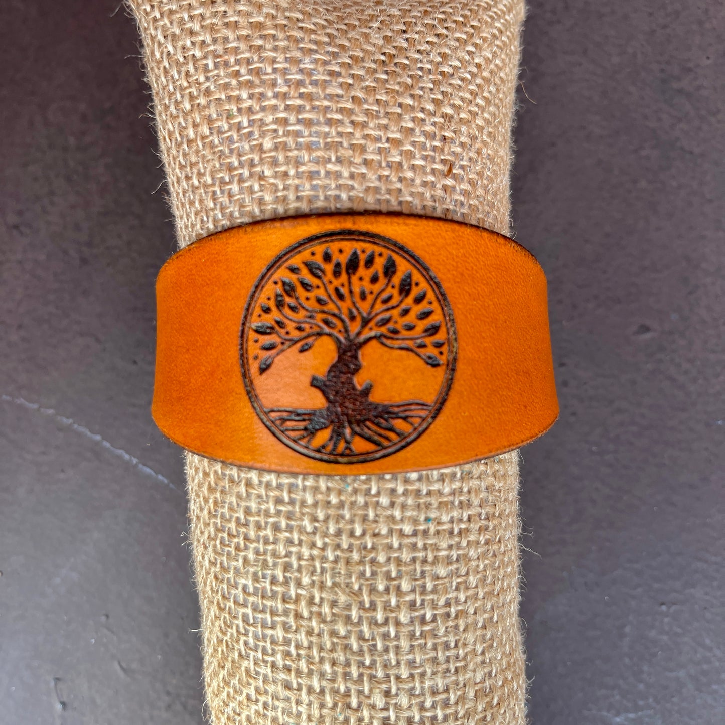 HANDCRAFTED TREE OF LIFE LEATHER CUFF