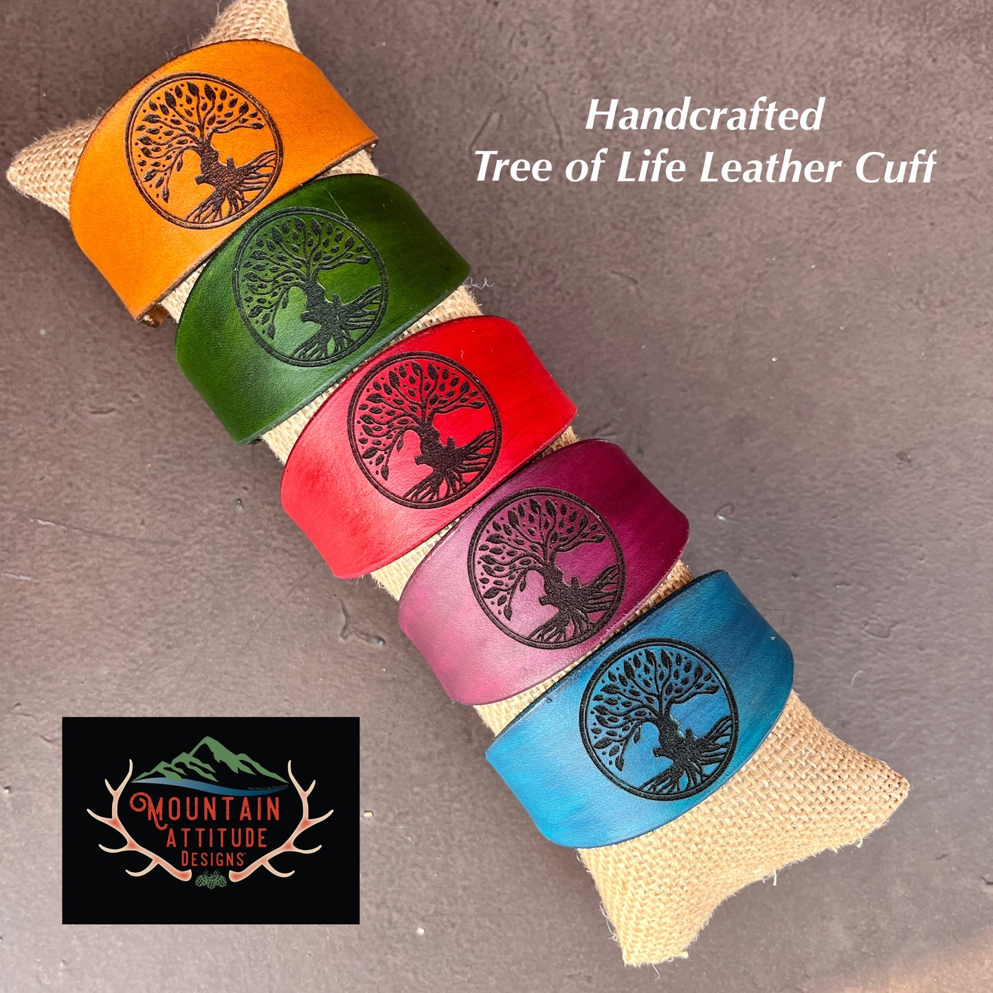 HANDCRAFTED TREE OF LIFE LEATHER CUFF