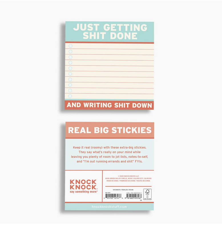 JUST GETTING SHIT DONE LARGE STICKY NOTES