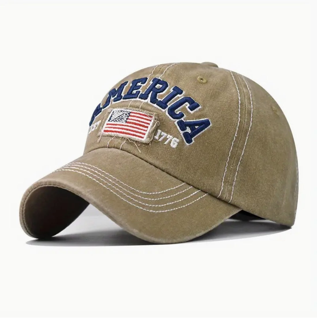 AMERICA EST. 1776 UNISEX VINTAGE DISTRESSED BASEBALL LOW PROFILE BALL CAP HAT