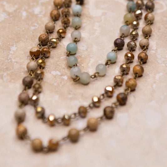 LISA NECKLACE IN JASPER & AMAZONITE
