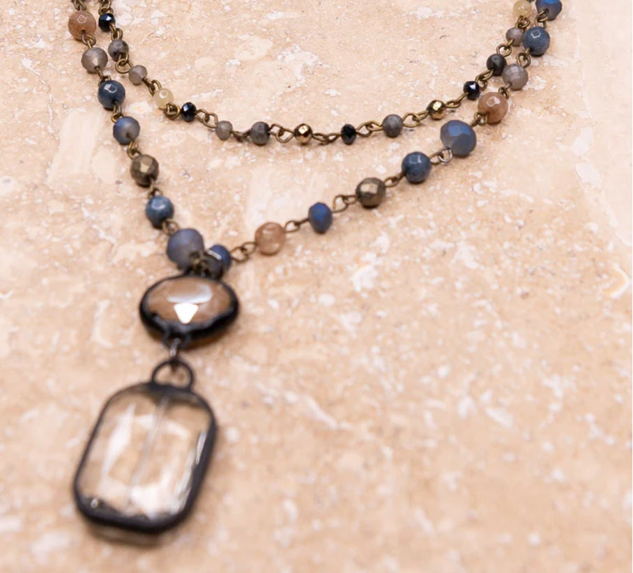 MICAH NECKLACE IN DENIM - HANDMADE JEWELRY