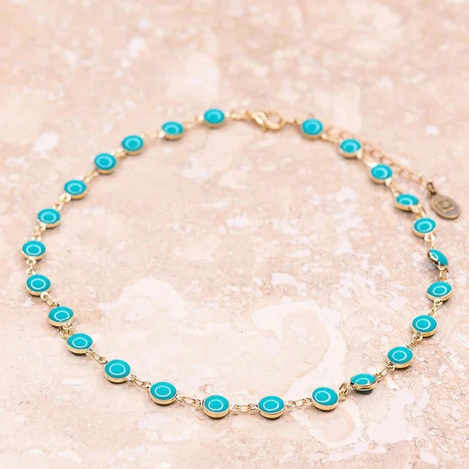 HANDCRAFTED SAWYER NECKLACE IN TURQUOISE/GOLD