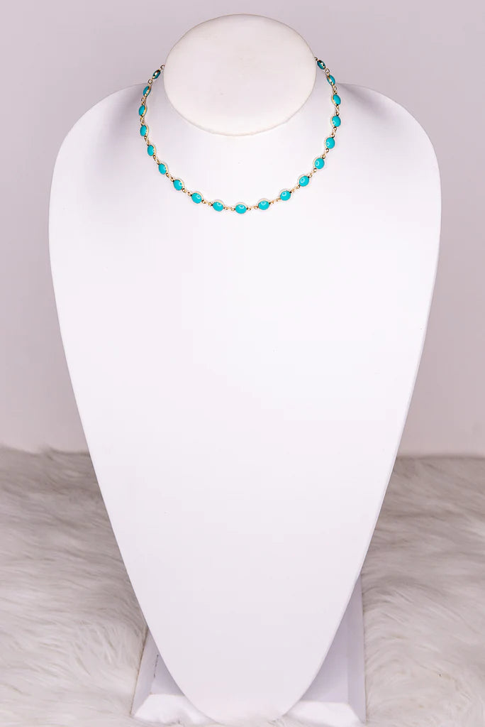 HANDCRAFTED SAWYER NECKLACE IN TURQUOISE/GOLD