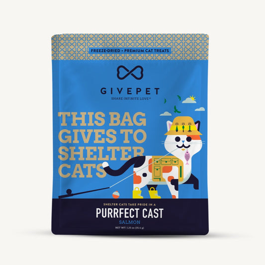 PURRFECT CAST FREEZE-DRIED CAT TREATS by GIVEPET® Premium Cat Treats - Salmon - Gives to Shelter Cats