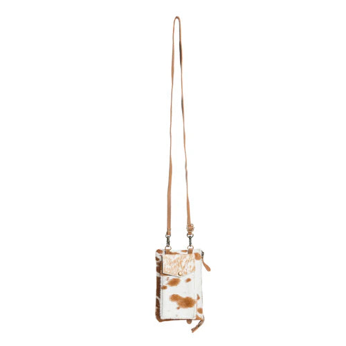 WILD CHIC PHONE CASE HANDBAG IN BROWN & WHITE by MYRA BAG®