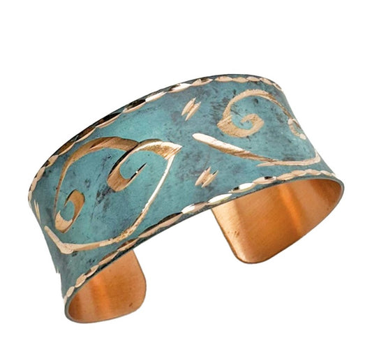 Handcrafted Copper Patina Spiral of Spruce Cuff by Anju Jewelry®
