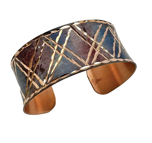 Handcrafted Copper & Patina Kaleidoscopic Dreams Cuff