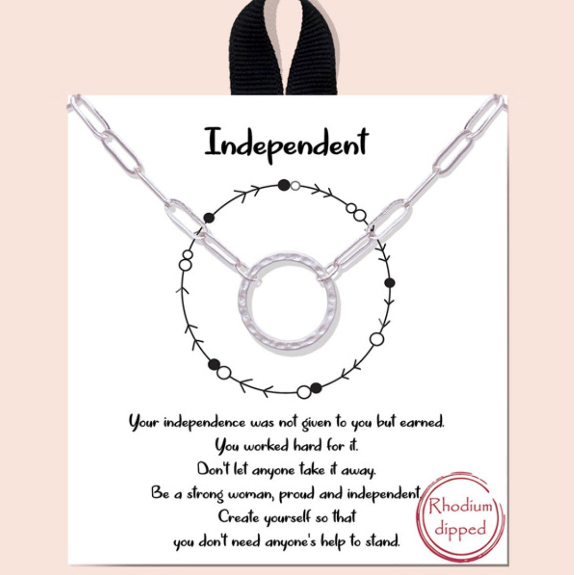 "INDEPENDENT" MAT SILVER ROUND CHAIN RHODIUM PLATED NECKLACE