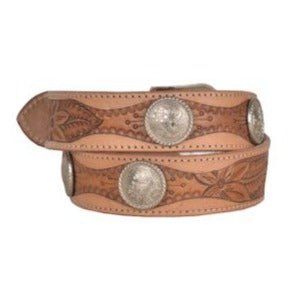 BIRCH HAND-TOOLED LEATHER BELT by MYRA BAG