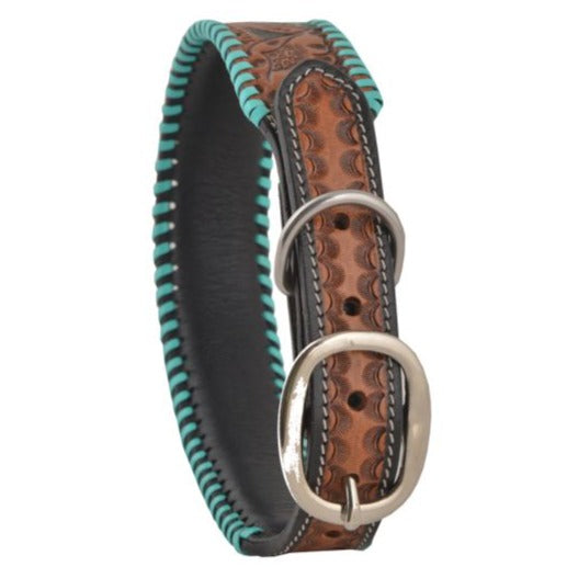 FULL BLOOM HAND-TOOLED LEATHER DOG COLLAR by MYRA BAG®