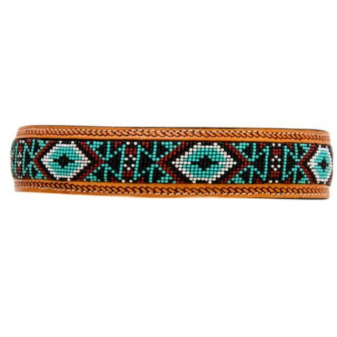 WHIZTER HAND-TOOLED BEADED DOG COLLAR