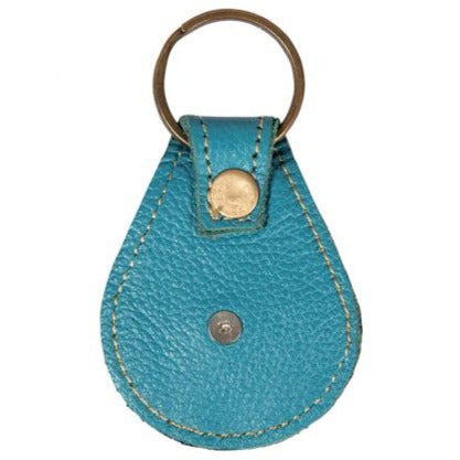 LEATHER WITH BURNISHED SILVER TURQUOISE CONCHO KEY FOB by MYRA BAG®