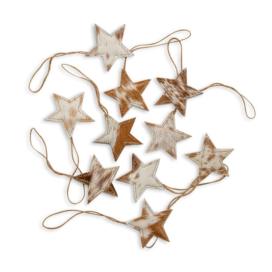 CHRISTMAS STAR COWHIDE ORNAMENT SET IN BROWN/WHITE by MYRA BAG®