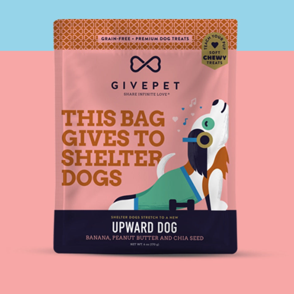 UPWARD DOG by GIVEPET® Premium Dog Treats - Banana, Peanut Butter & Chia Seed Flavor - Gives to Shelter Dogs