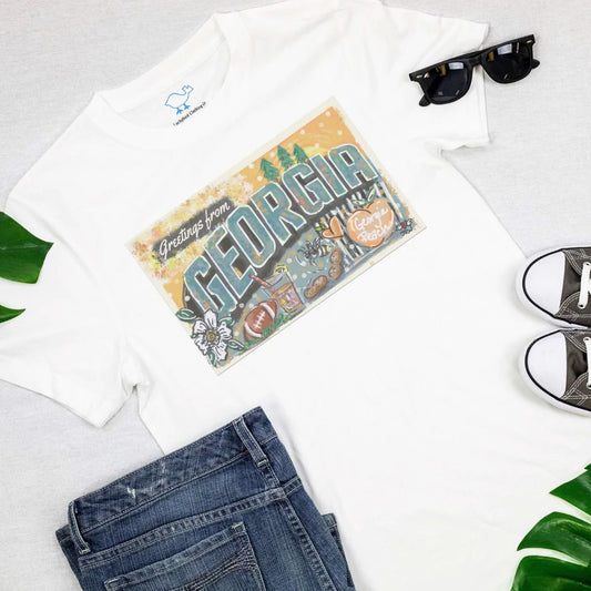 GREETINGS FROM GEORGIA WHITE UNISEX SHORT SLEEVE T-SHIRT
