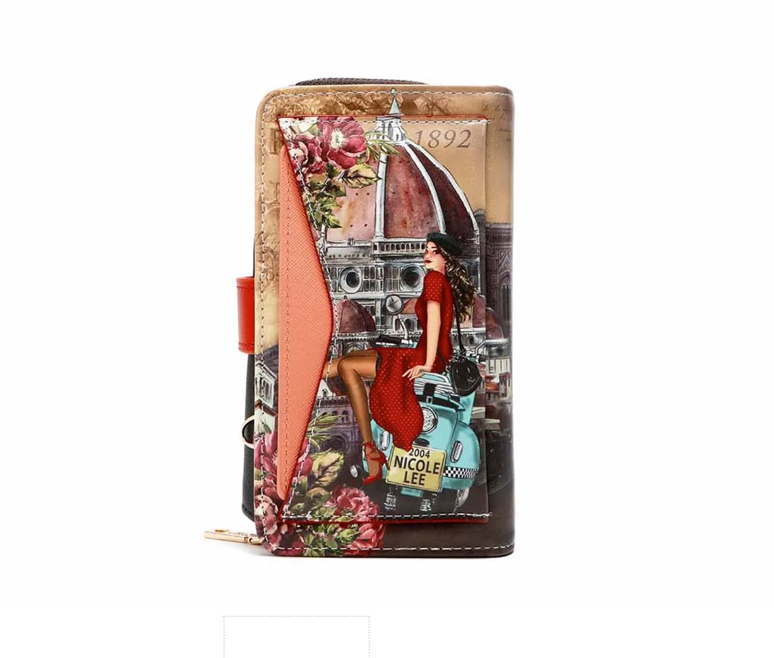 NICOLE LEE® TRIFOLD PHONE CASE CROSSBODY WALLET - MEMORY OF ROME